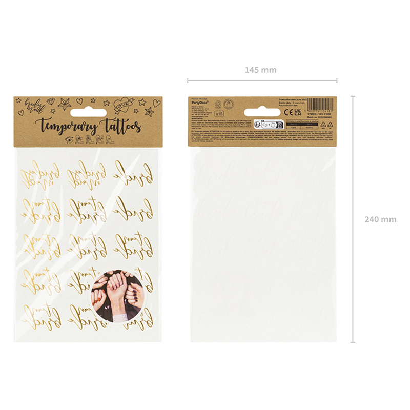 Party Deco - Bachelorette Party Temporary Tattoos - Gold