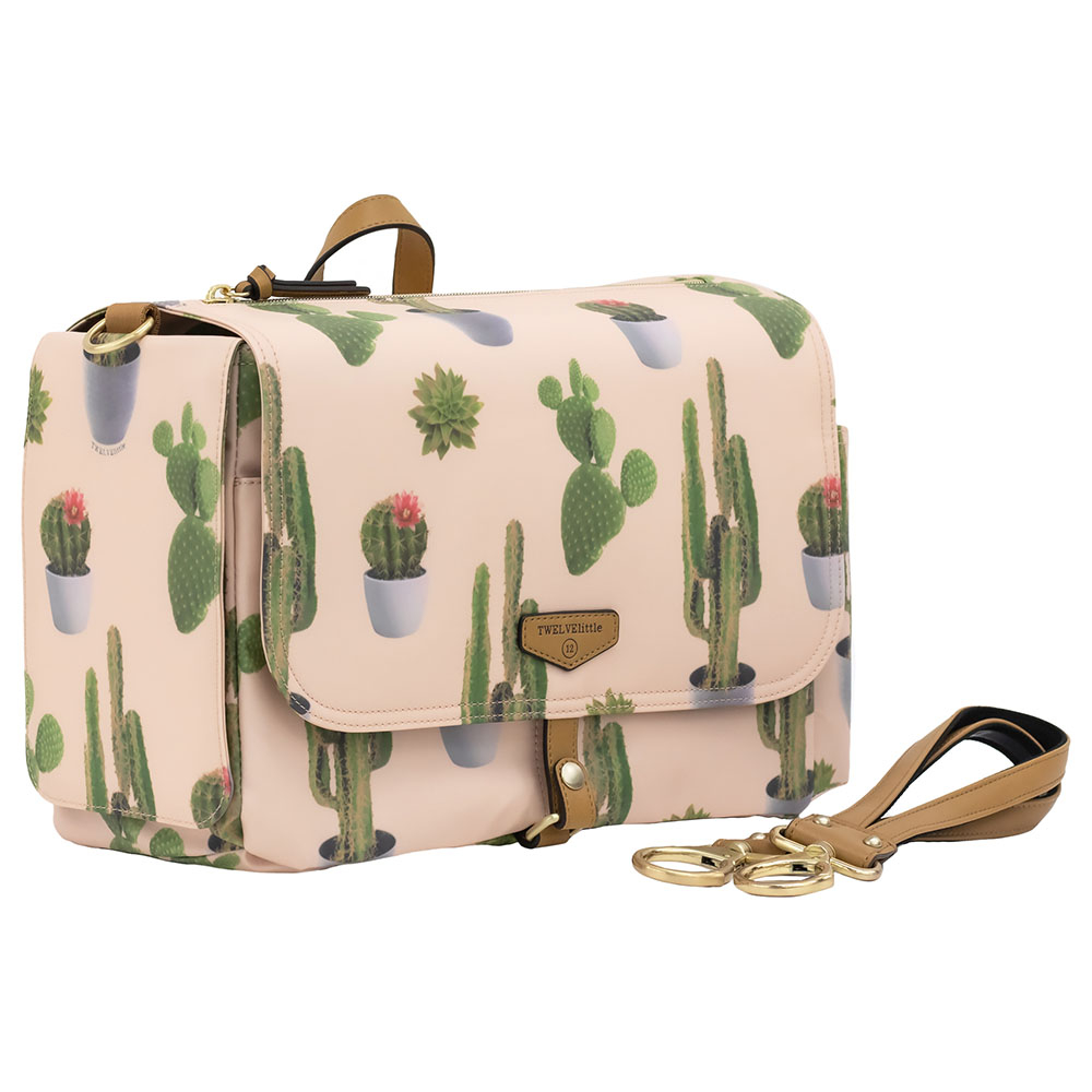 TWELVElittle - Stroller Diaper Bag Caddy With Free Stroller Clips And Changing Mat Cactus
