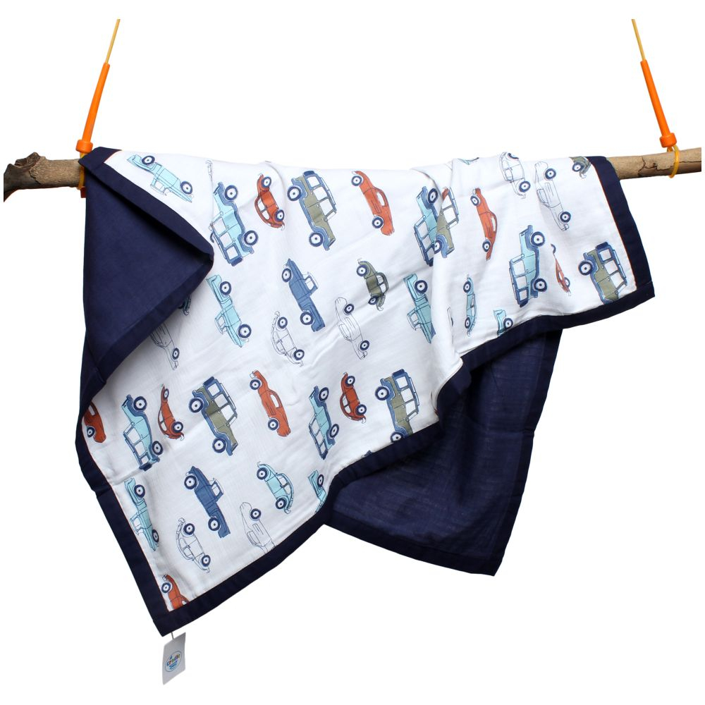 Cradle Togs - Muslin Baby Blanket 100% Organic Cotton - Navy