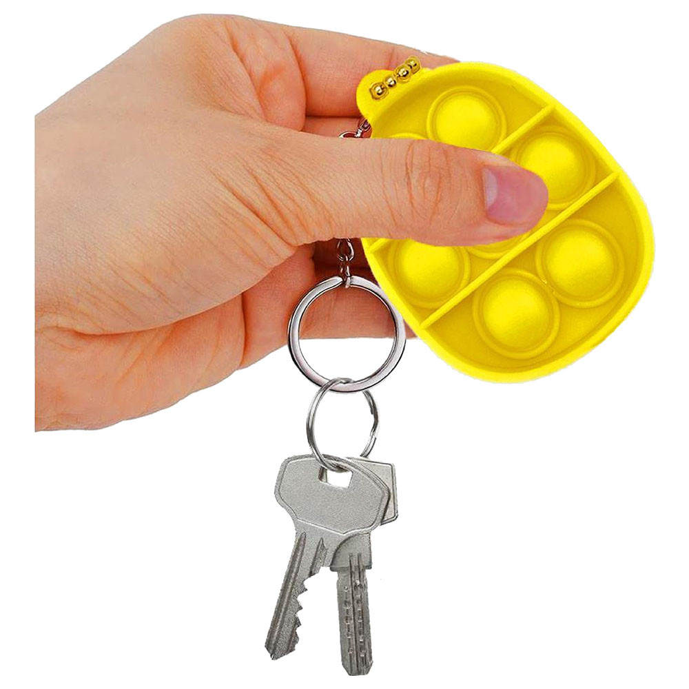 Essen - Mini Push Pop It Bubble Sensory Fidget Toy Keychain - Yellow