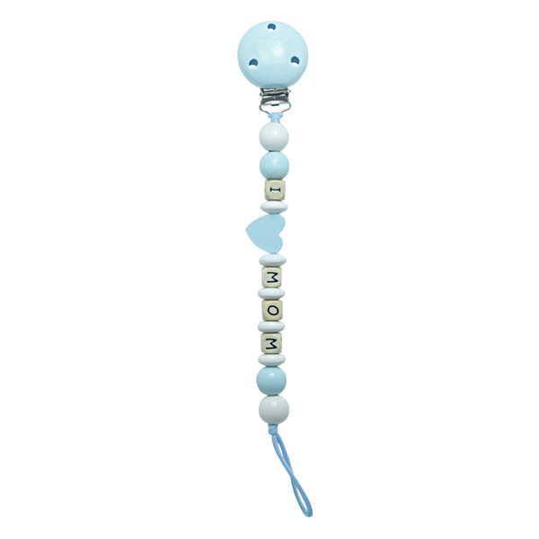 LittleMico I Love Mom Pacifier Holder - Blue
