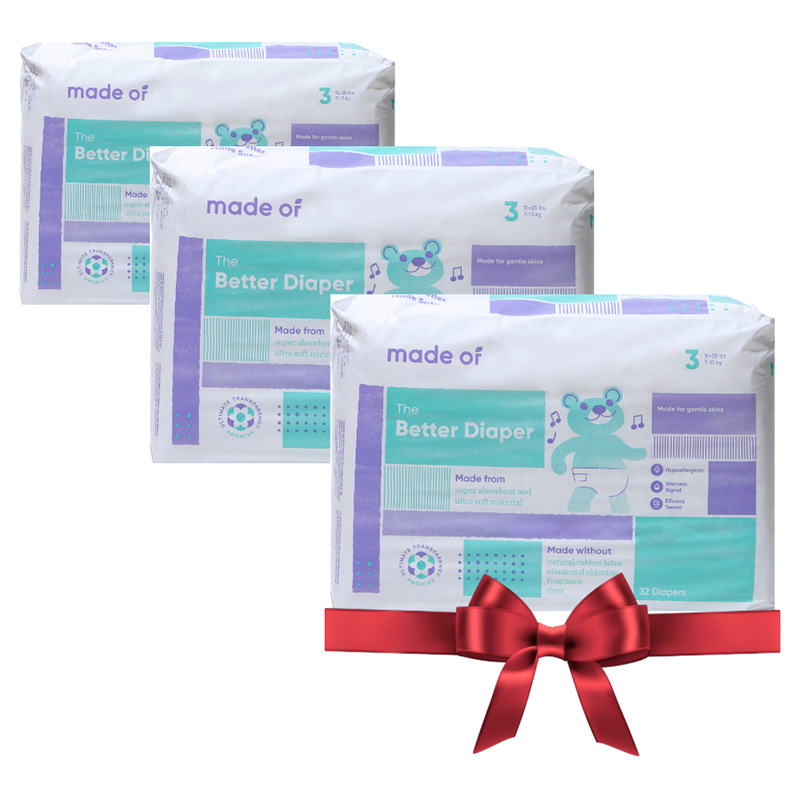 ميد أوف - حفاضات للأطفال - حجم 3 - 7-13 كلغ - 96 حفاض