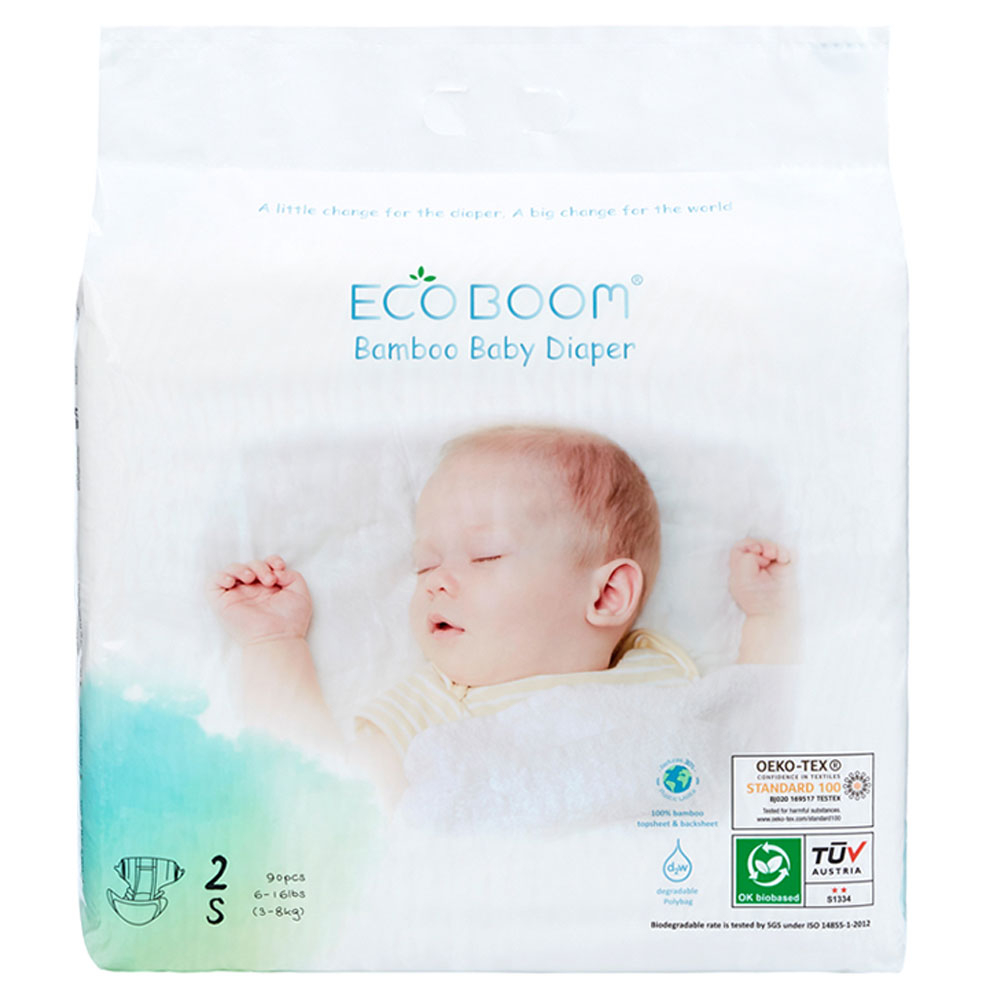 إيكو بوم- حفاضات خيزران بريميوم 3-8 كلغ- 90 حفاض