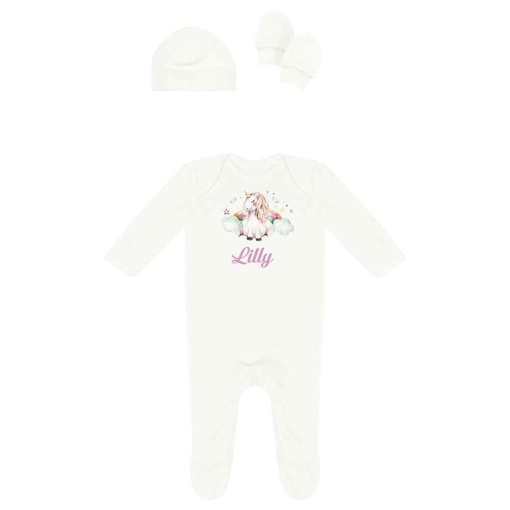 Mini Plum - Personalised Newborn Baby Set 3 Pieces