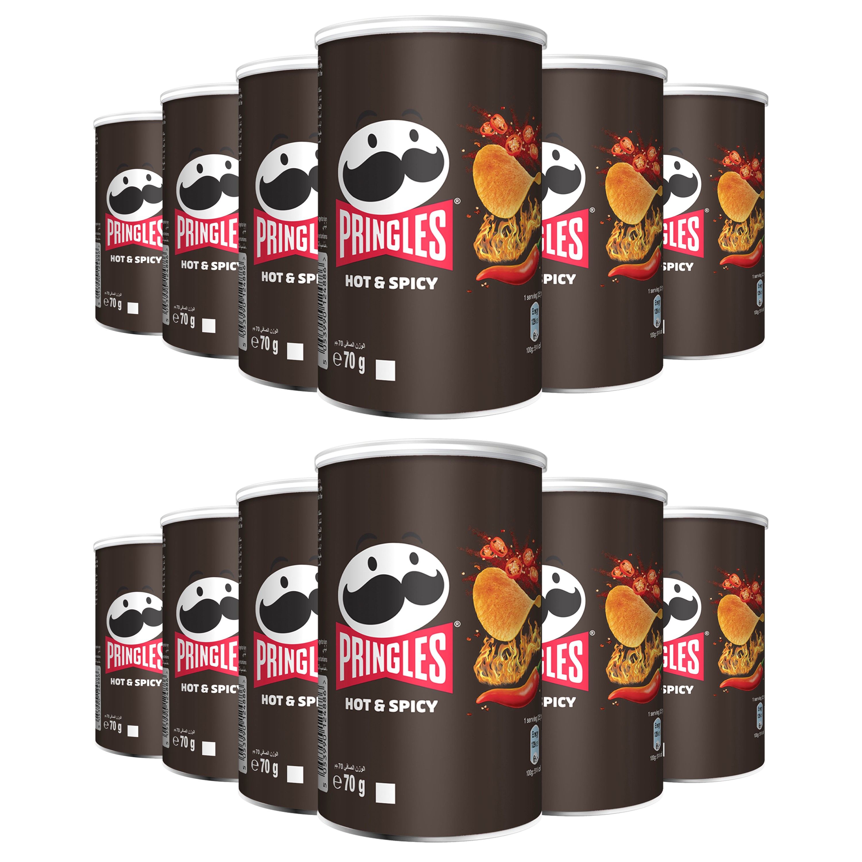 Pringles - Hot & Spicy Flavored Chips 70g x 12 Cans