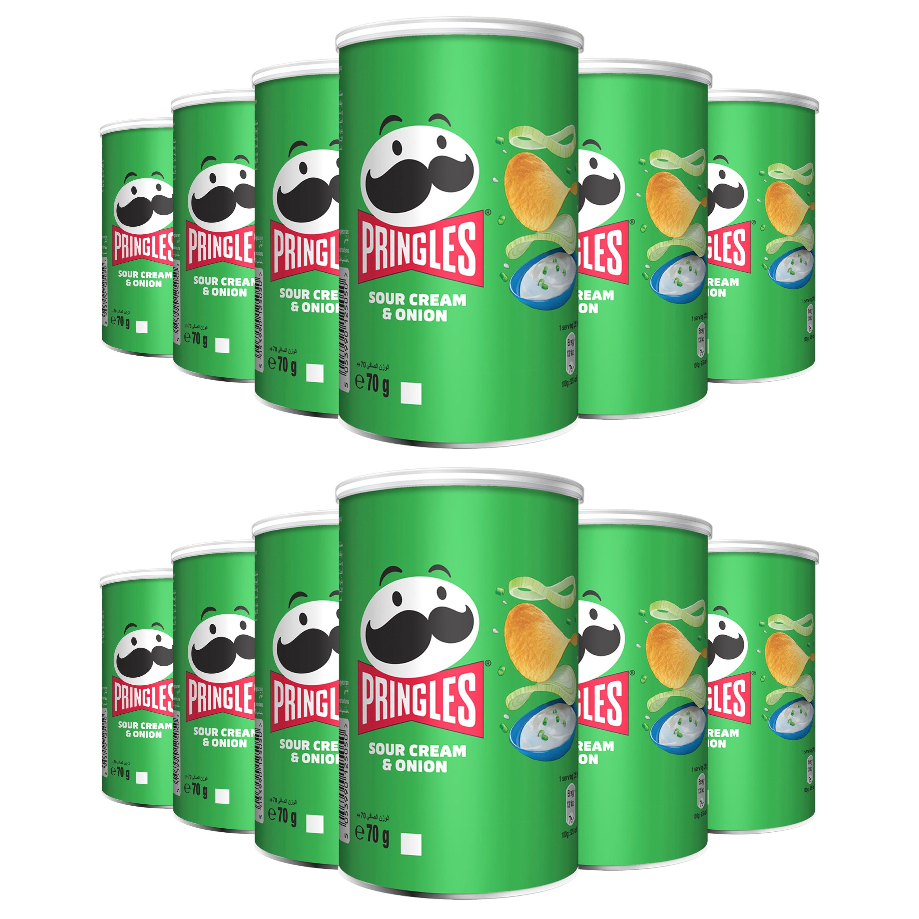 Pringles - Sour Cream & Onion Flavored Chips 70g x 12 Cans