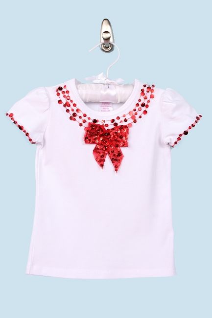 تويرل تي شيرت بفيونكة حمراء أبيض