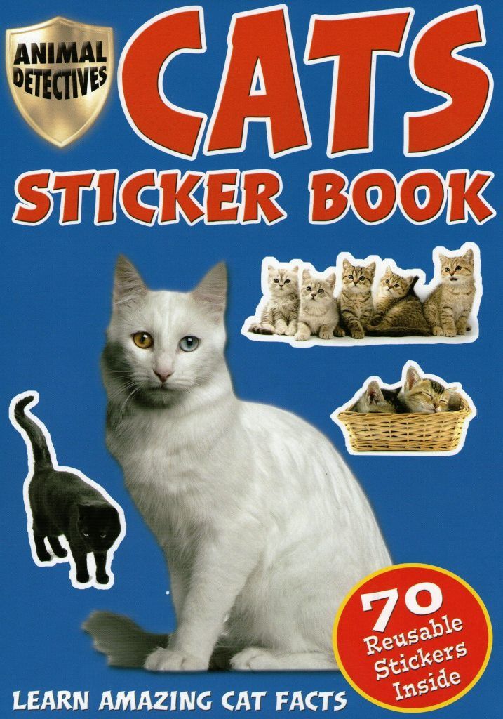 كتاب ملصقات عن القطط بعنوان Animal Detective Sticker Book Cats
