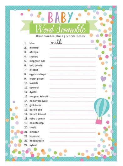 Baby Shower Word Games