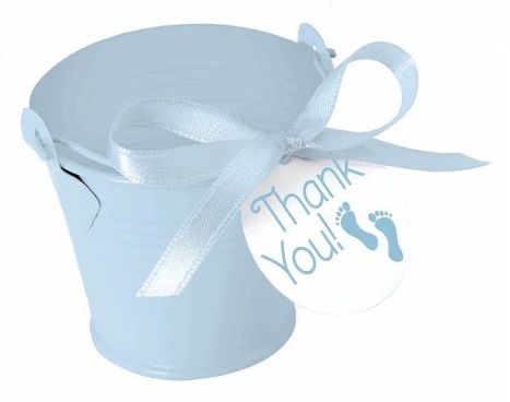 Light Blue Baby Shower Tin Pails