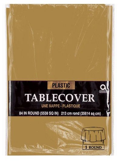 Gold Round Plastic Table Cover