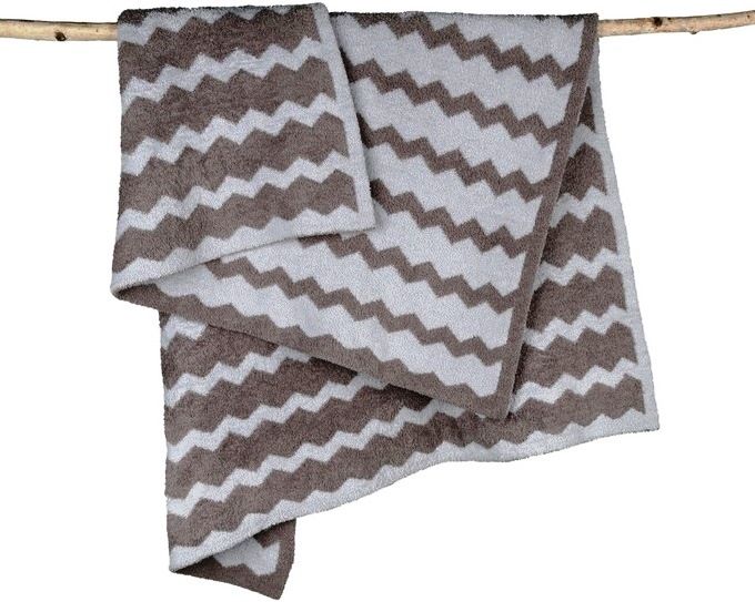 Barefoot Dreams® CozyChic® Chevron Blanket - Ocean/Warm Grey