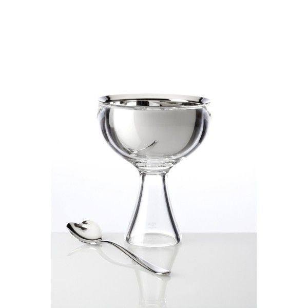 Alessi Ice Cream Bowl w/Spoon 250ml-Silver