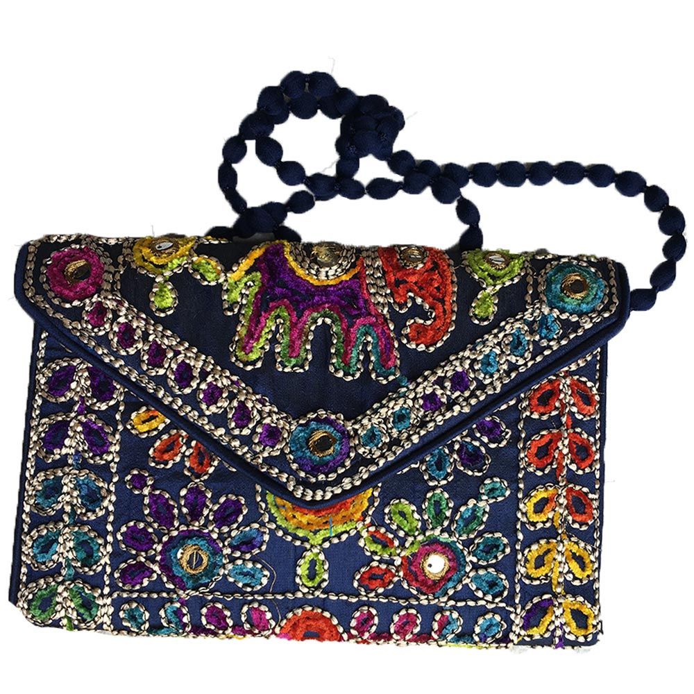 كاف كرافت - شنطة كتف مصنوعة يدويًا - أزرق