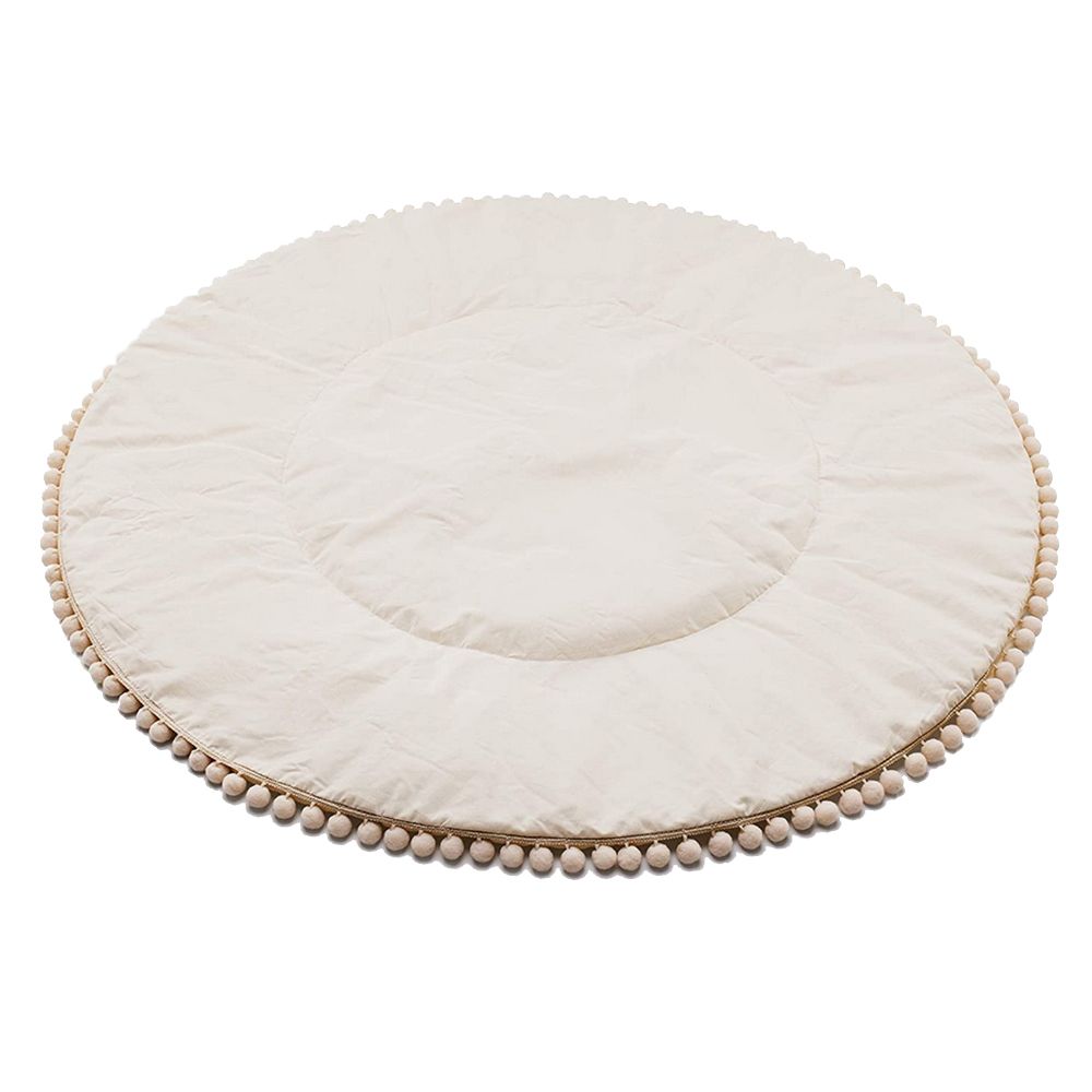 CherryPick - Round Cotton PomPom Playrug - White 
