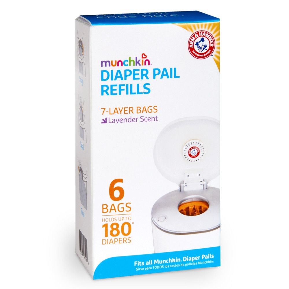 مانشكين - أكياس إعادة تعبئة سلة التخلص من الحفاضات - 6 عبوات