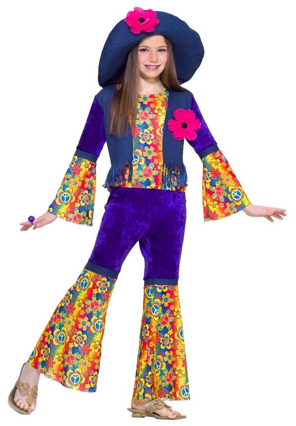 Flower Girls 70'S Hippie Costume - Medium
