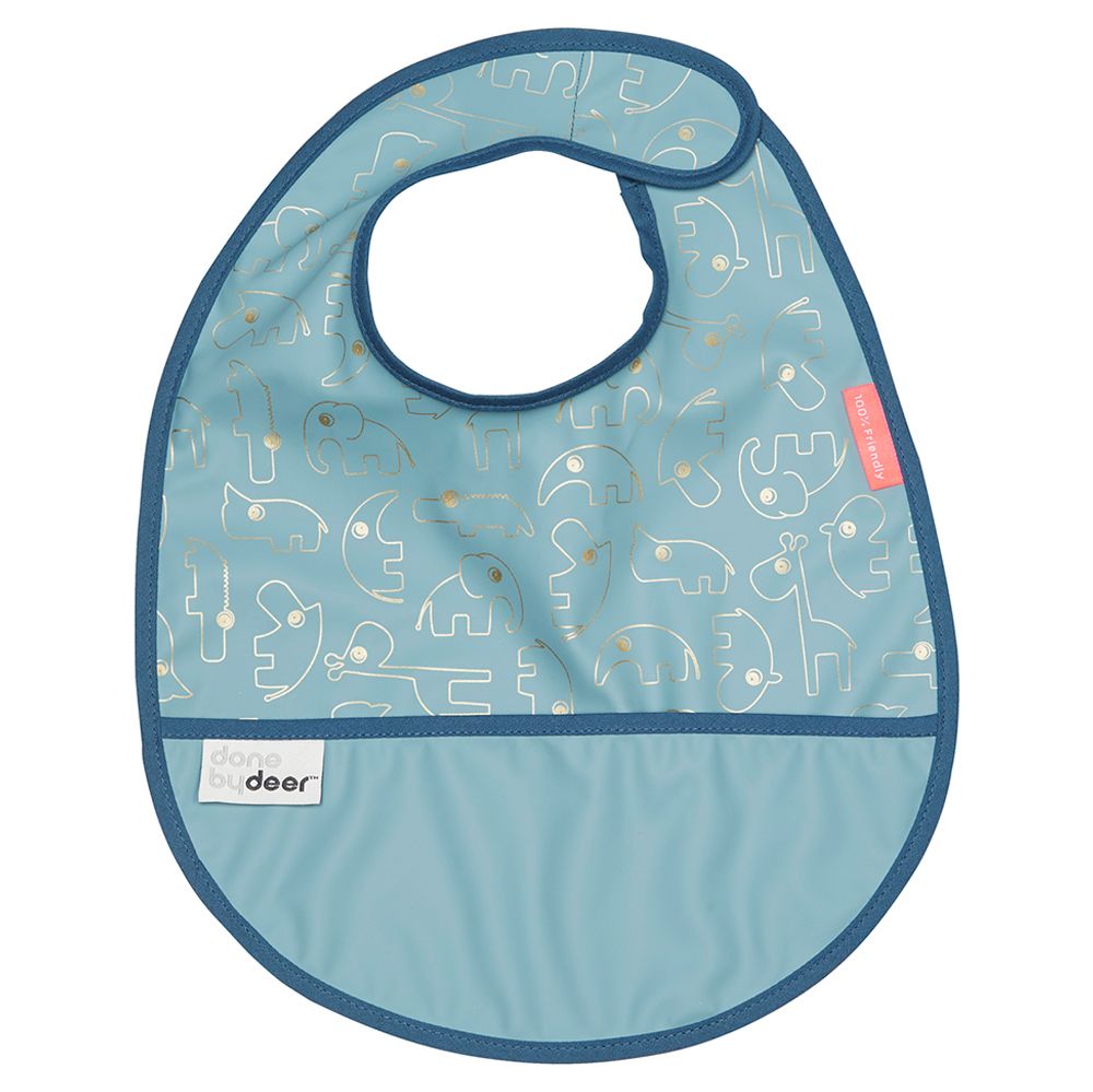 Done by Deer - Bib With Velcro Contour - Gold & Blue