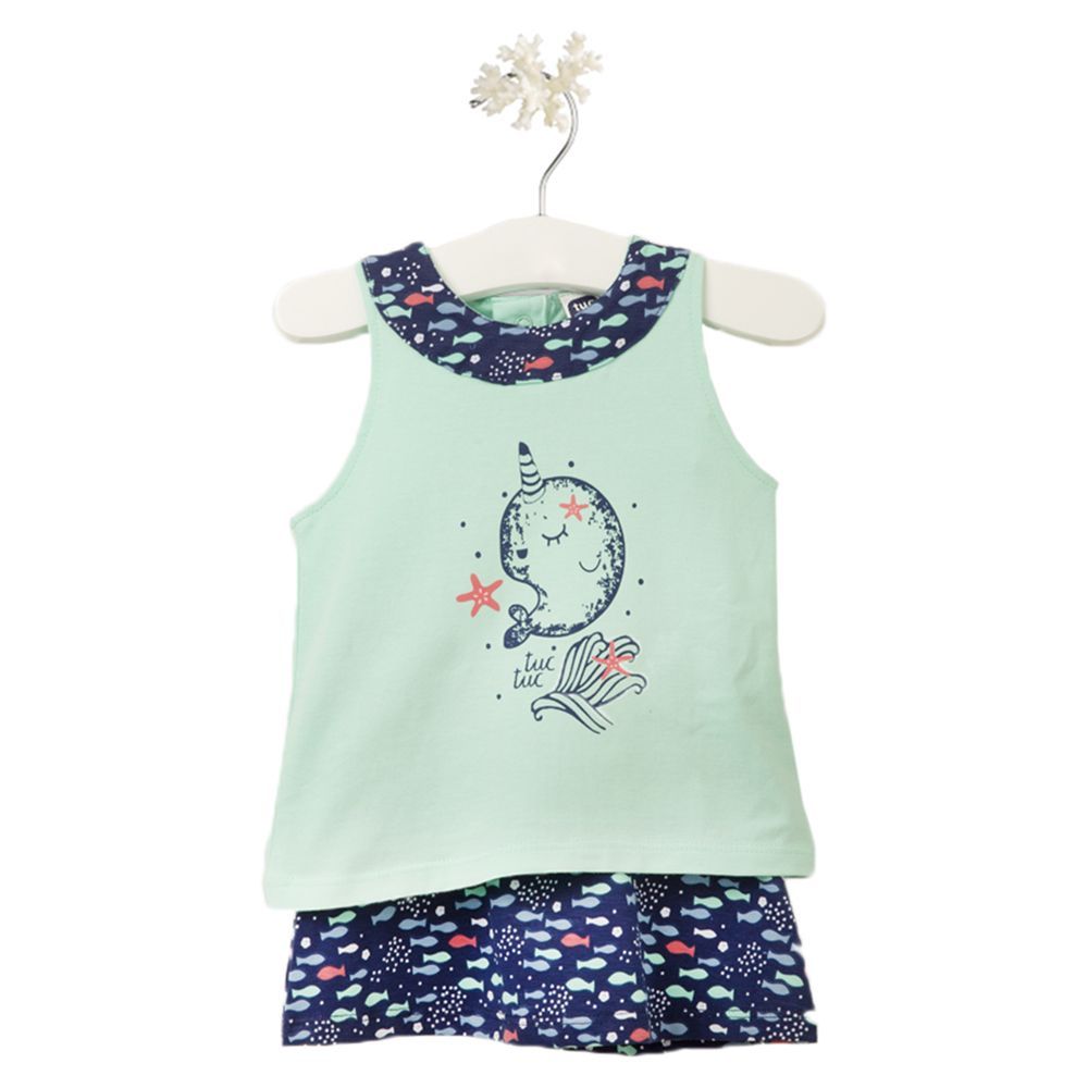 تي شيرت وتنورة بتصميم بحري من ماركة توك توك