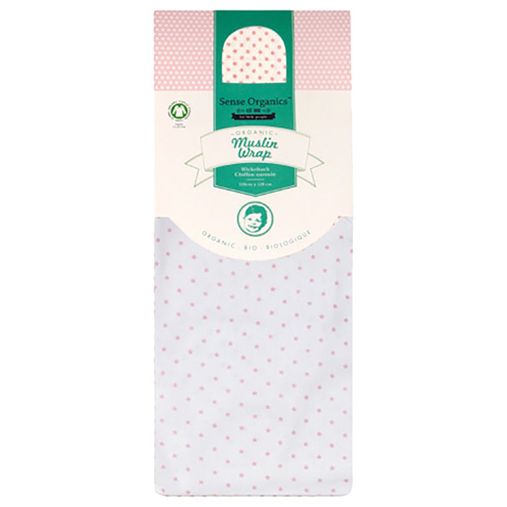 Sense Organics - Organic Muslin Wrap Pink Stars One Size