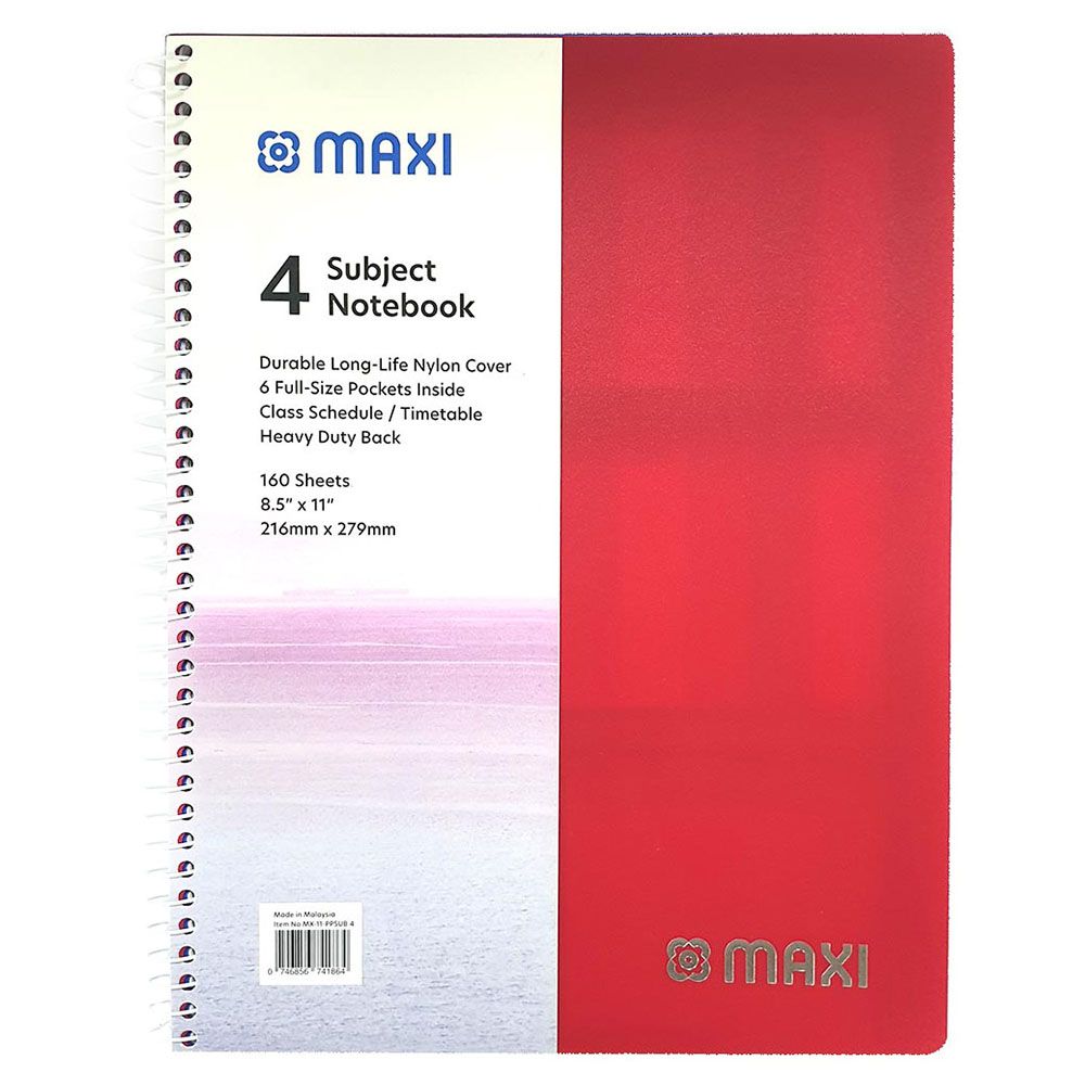 Maxi - 160 Sheets Spiral 4 Subjects Notebook