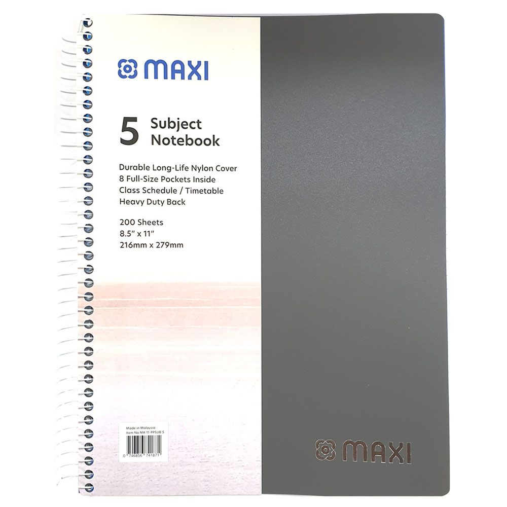 Maxi - 200 Sheets Spiral 5 Subjects Notebook