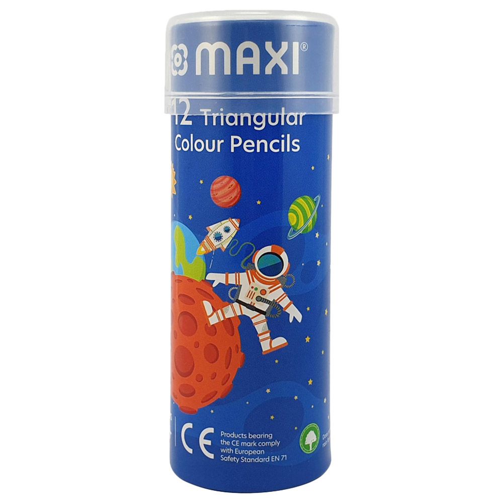 أقلام تلوين خشبية مثلثة برأس دائري من ماكسي 12 قلم