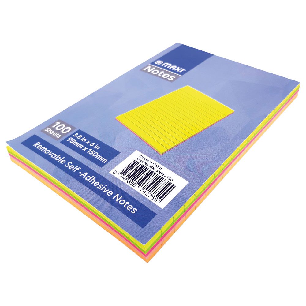 ورق ملاحظات لاصق مسطّر بألوان مضيئة من ماكسي