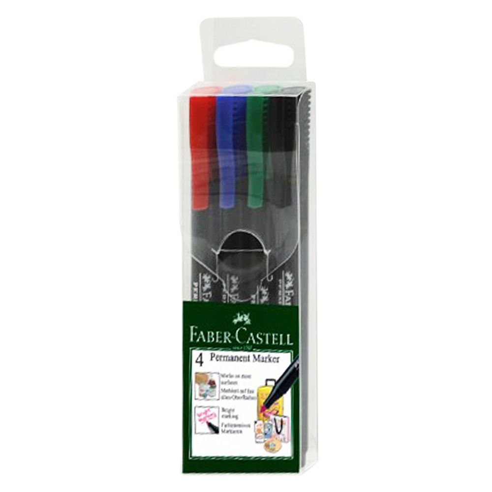 Faber-Castell - Slim Permanent Marker Set of 4pc
