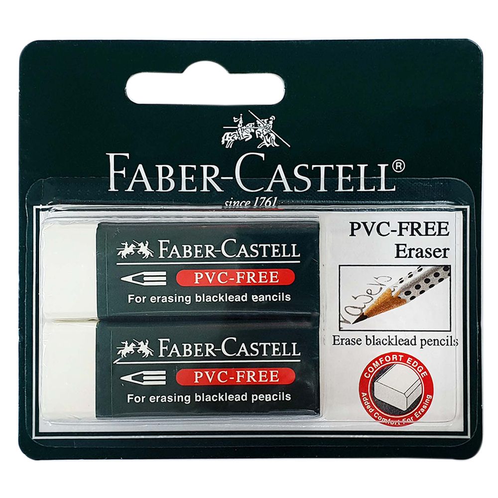 Faber-Castell - PVC Free Eraser with Sleeve 2pcs - White