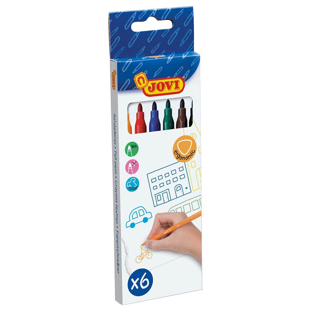Jovi - Ergonomic Felt Pen 6 Colors In Box