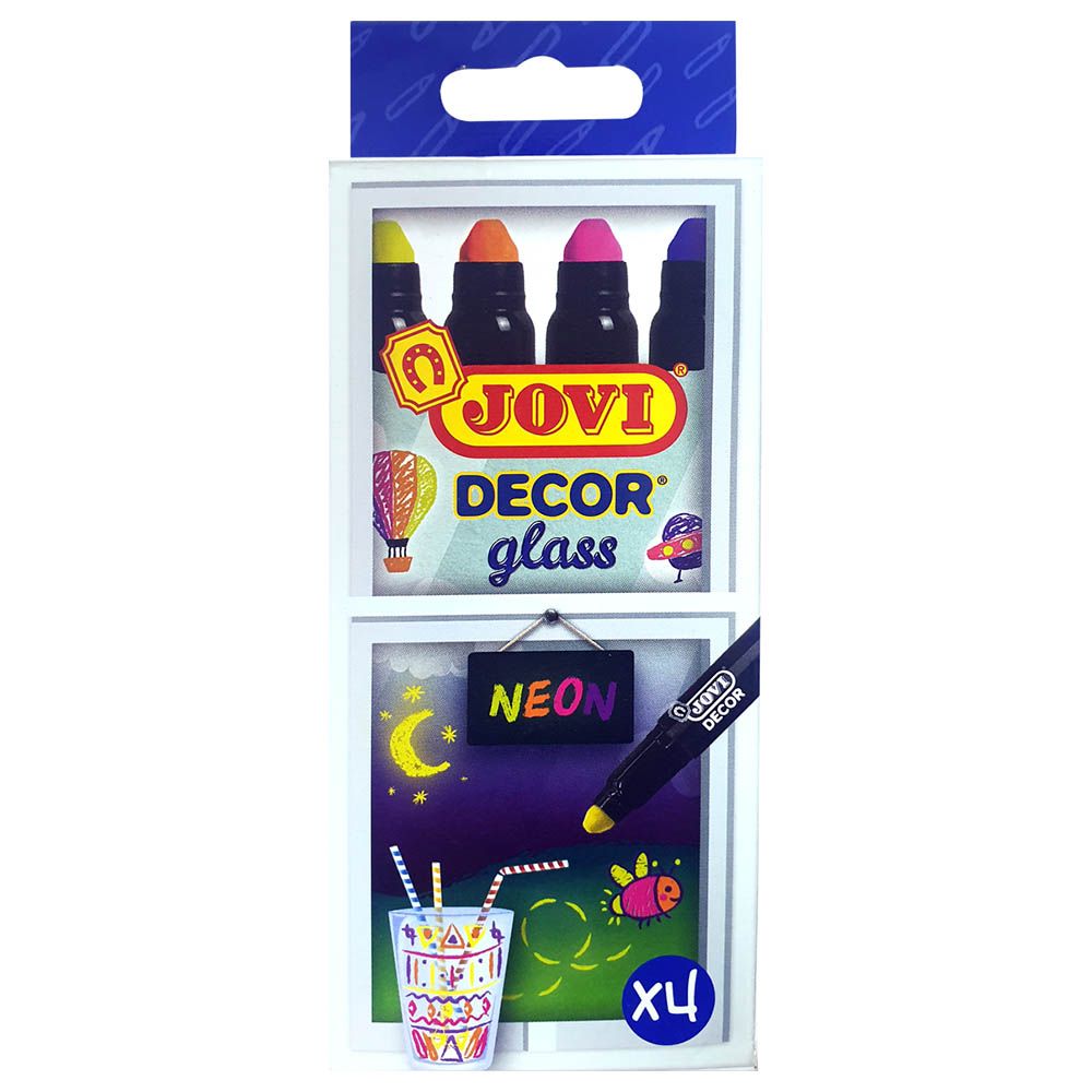 Jovi - Decor Glass Wax Marker Case 4 Neon Colors