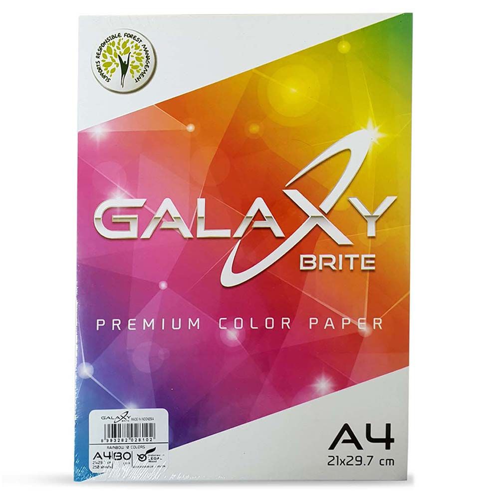 Galaxy - Assorted Color Copy Paper A4 80Gsm - 250 Sheets