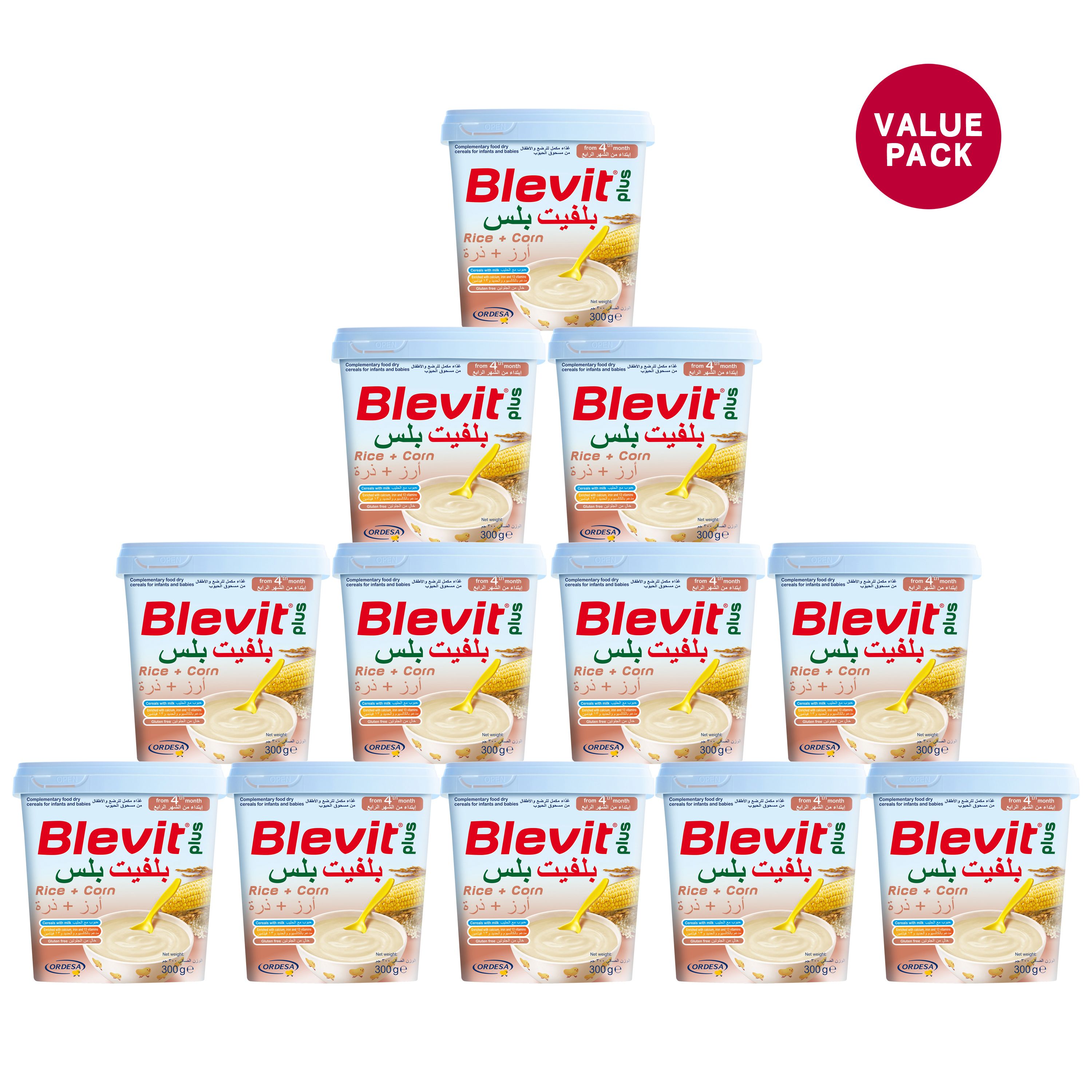 Ordesa Blevit Plus Rice & Corn Dry Cereals 300g x12 Pack
