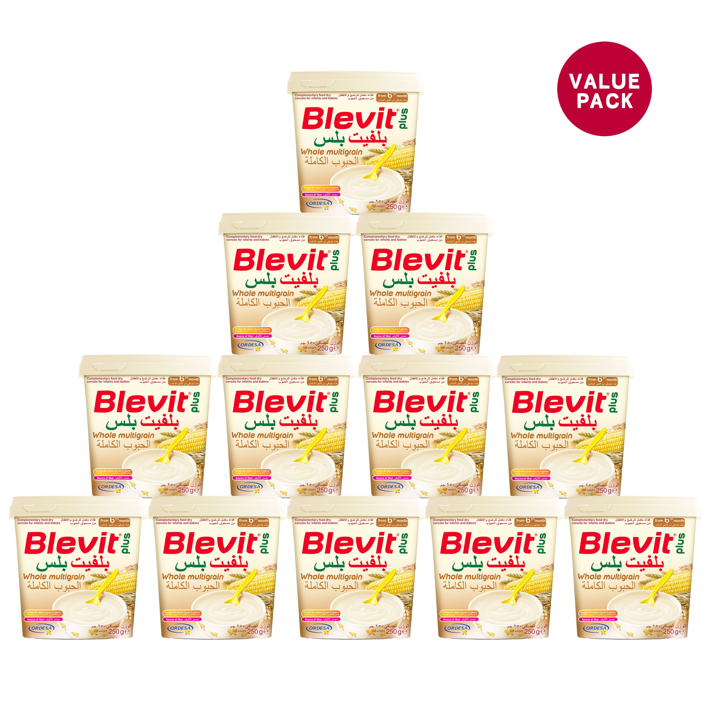 Ordesa Blevit Plus Whole Muligrain Dry Cereals 250g x12 Pack