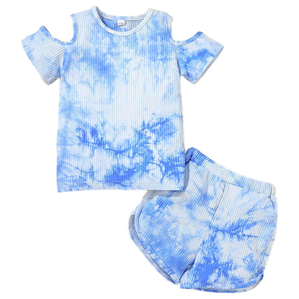 Sugar Rush - Tie & Dye Round Neck Top 2pc-Set - Blue