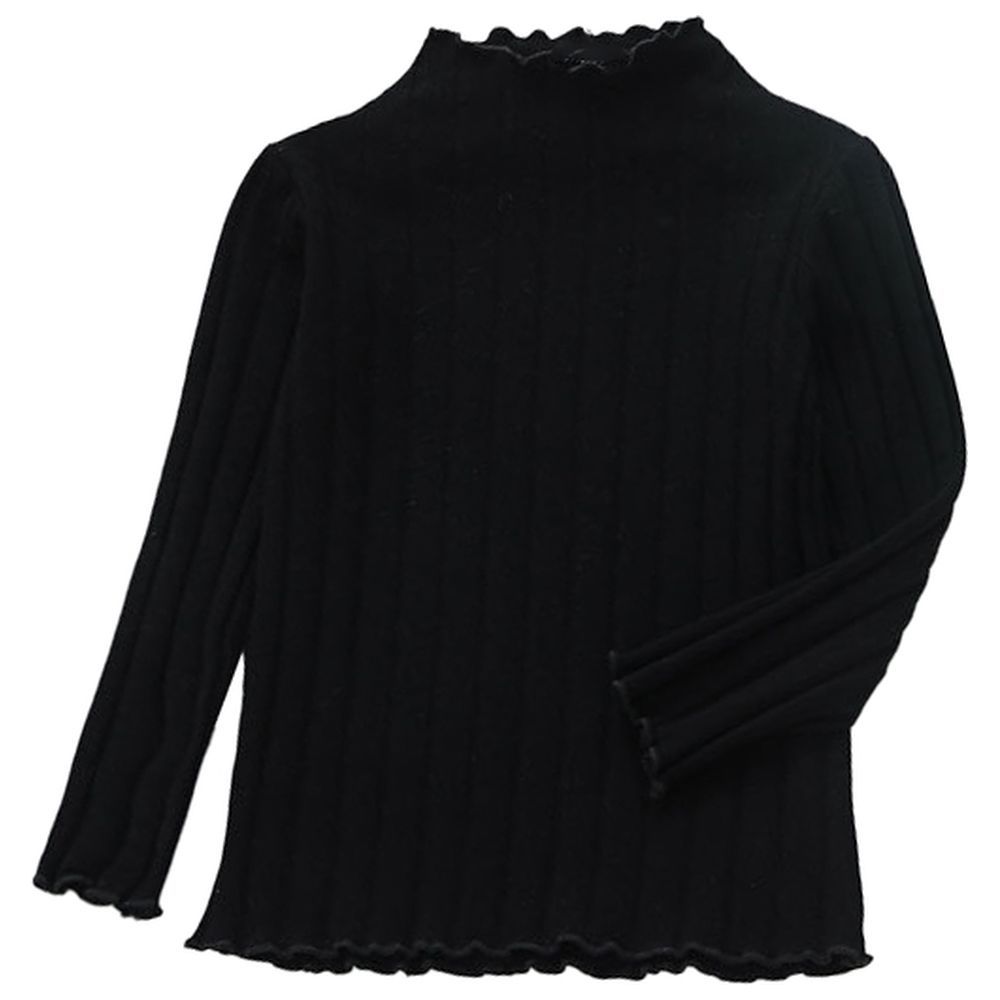 Sugar Rush - High-Neck Full Sleeves Sweater - Black_12m-5y