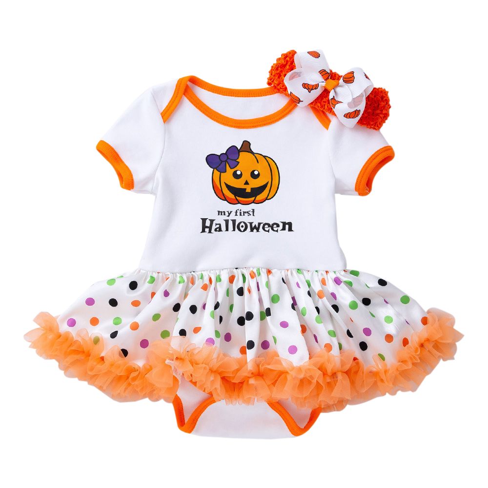 Spooky By Super Cute - Round Neck Bodysuit - Orange