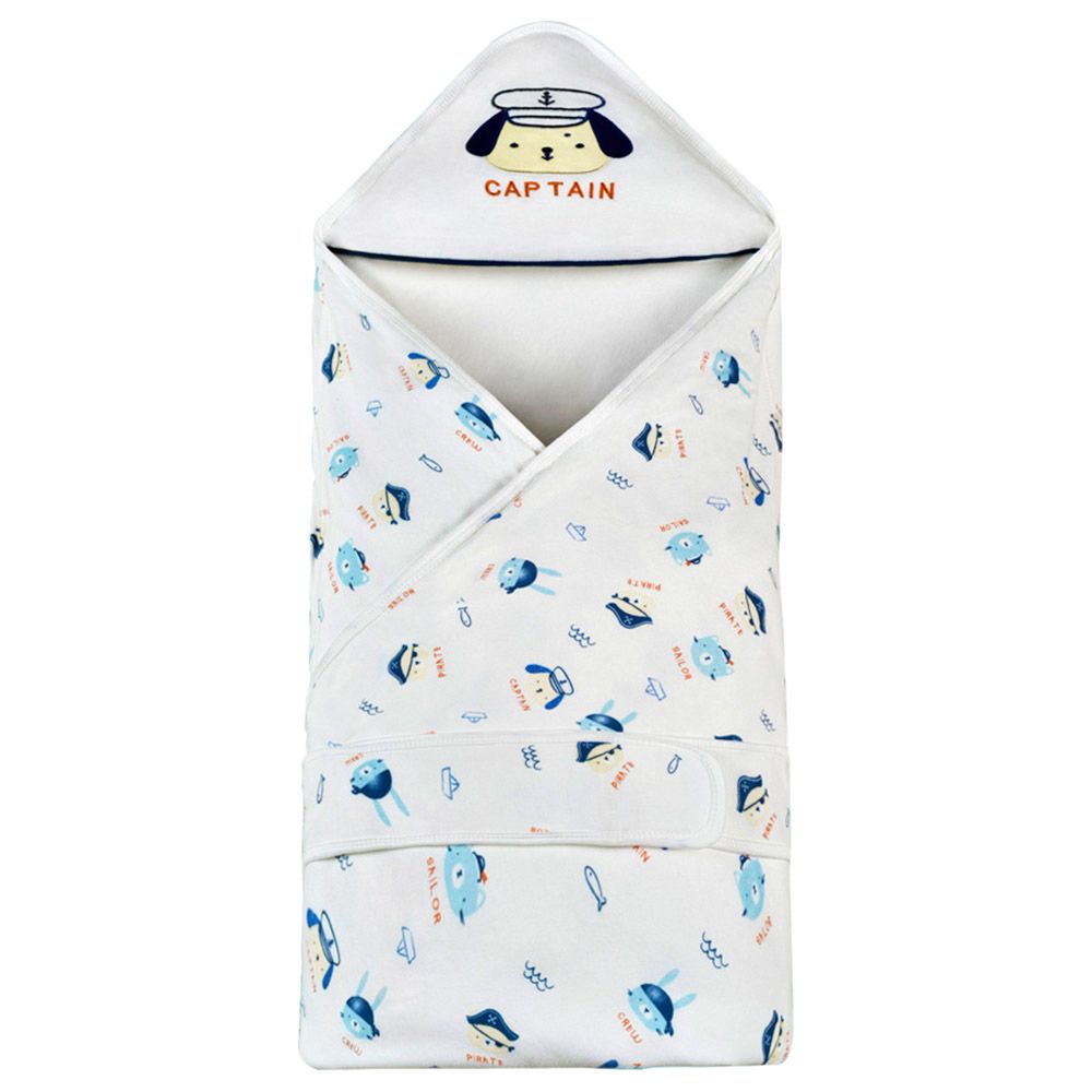 Baby Insular - Hooded Swaddle - White Sailor