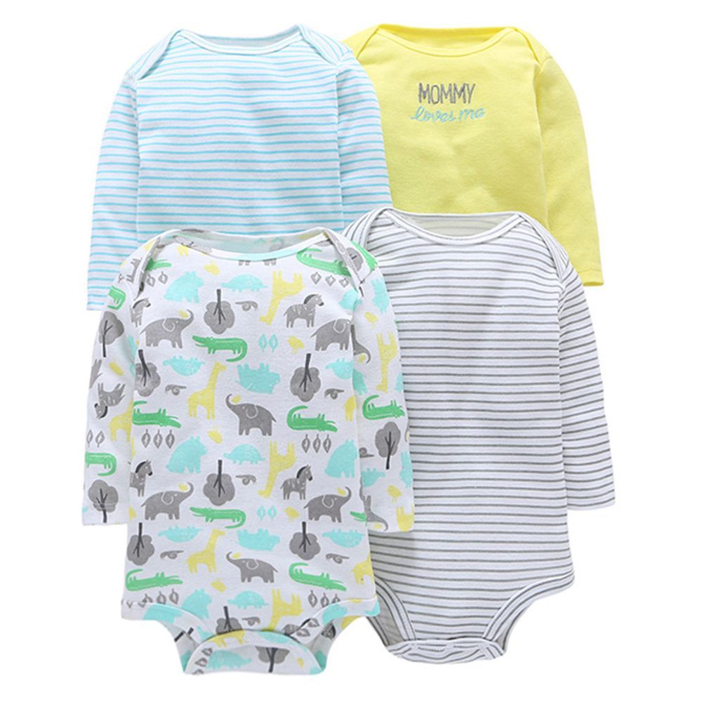 Super Cute - Elephant Printed Bodysuit 4pc-Set