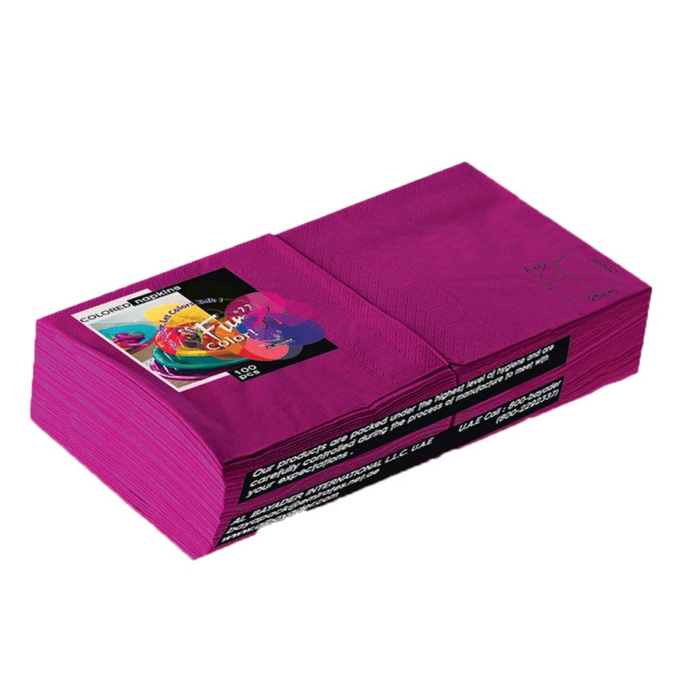 Fun - Color 2 Ply Paper Napkins 25cm Pack Of 100 - Plum