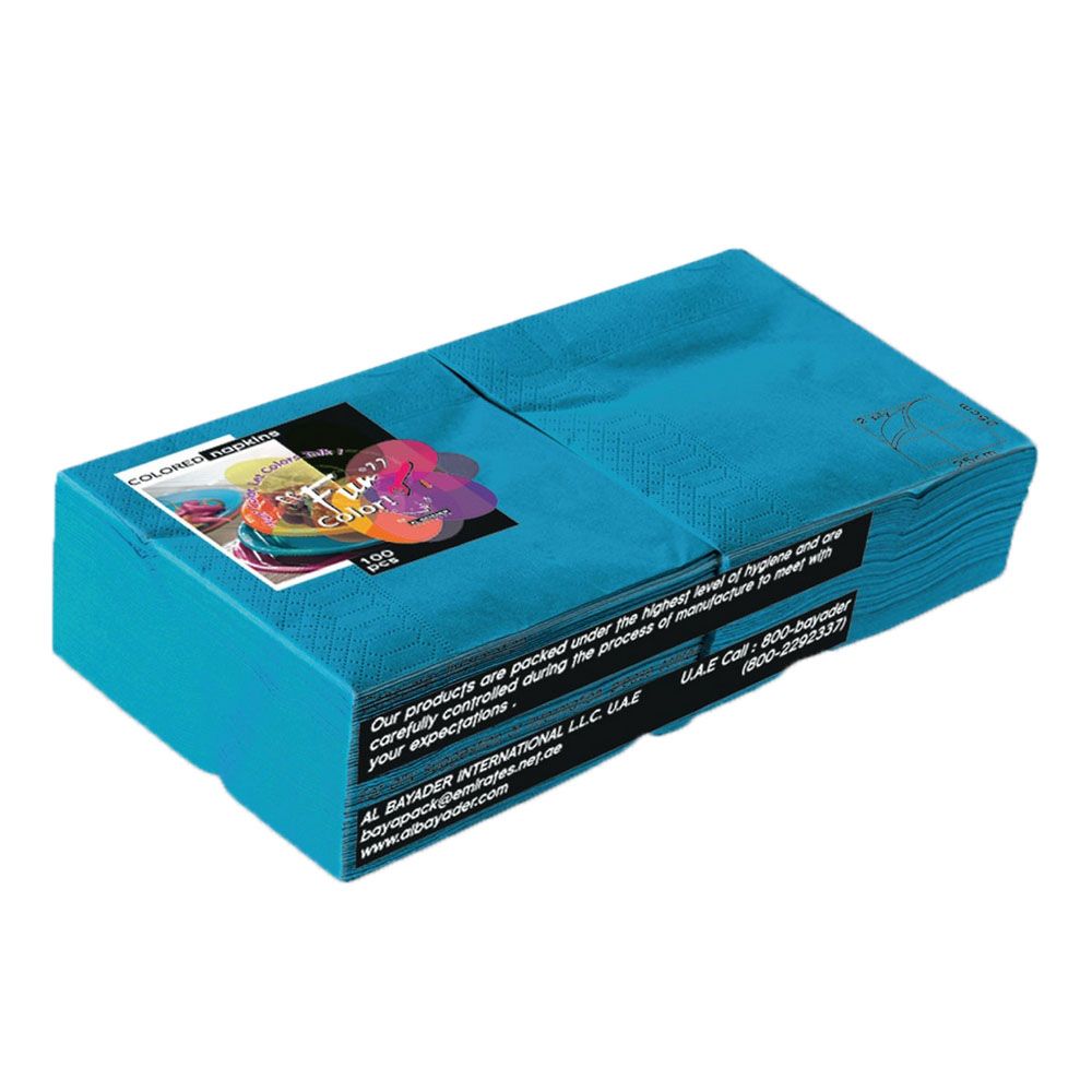 Fun - Color 2 Ply Paper Napkins 25 cm Pack Of 100 - Turquoise