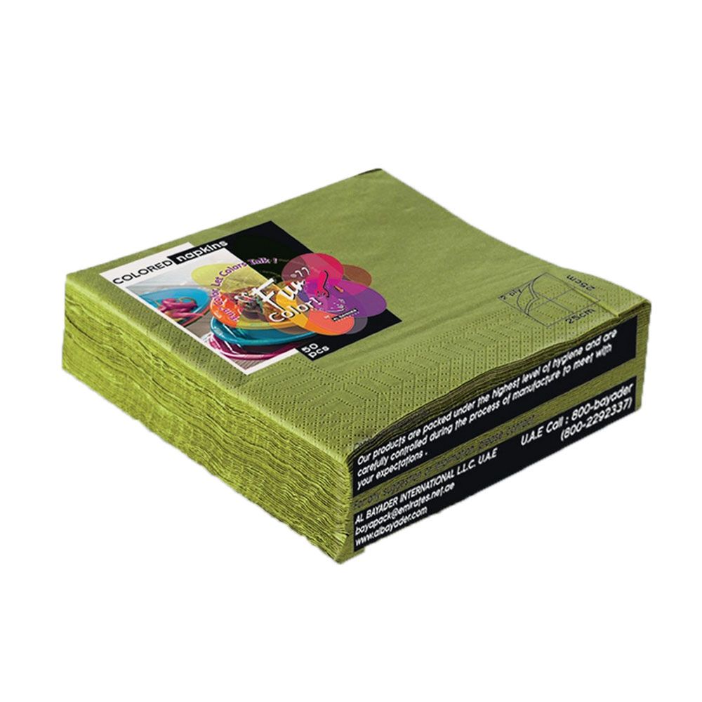 Fun - Color 2 Ply Paper Napkins 33 cm Pack Of 50 - Olive