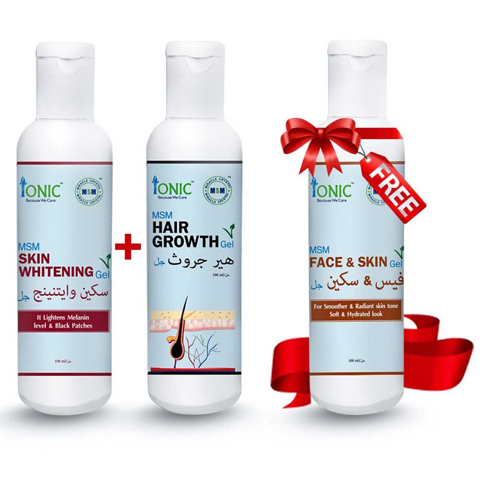 Ionic MSM - Skin Whitening Gel + Hair Growth Gel 3pc-Set