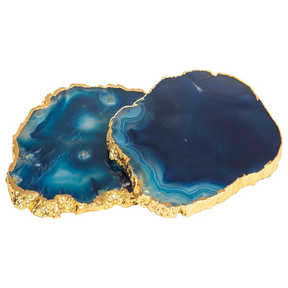 A'ish Home - Agate Quartz Coasters 2pcs Set - Blue