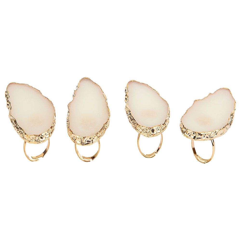 A'ish Home - Quartz Plastic Napkin Rings 4pcs Set - White 