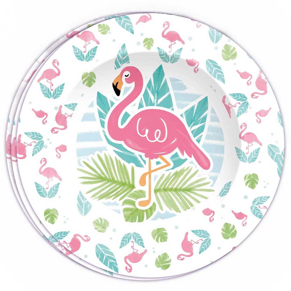 Fiestas Guirca - Flamingo Plates W/ Bag - Pack Of 8