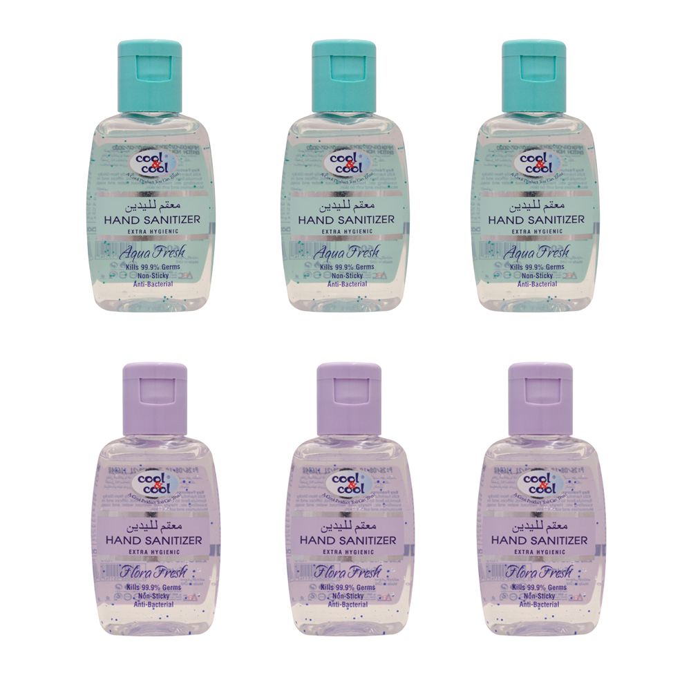 Cool & Cool - Hand Sanitizer Flora + Aqua Fresh 60ml - Pack of 6