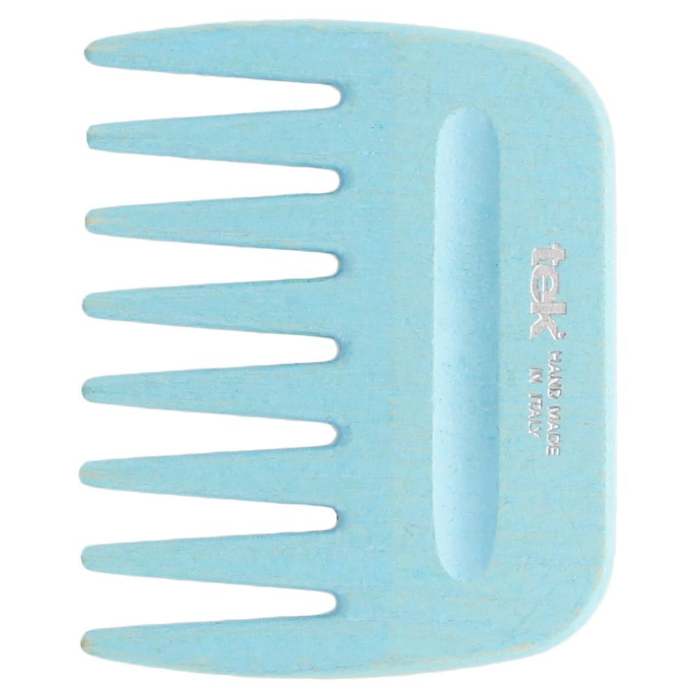 Tek - Afro Wooden Comb - Light Blue