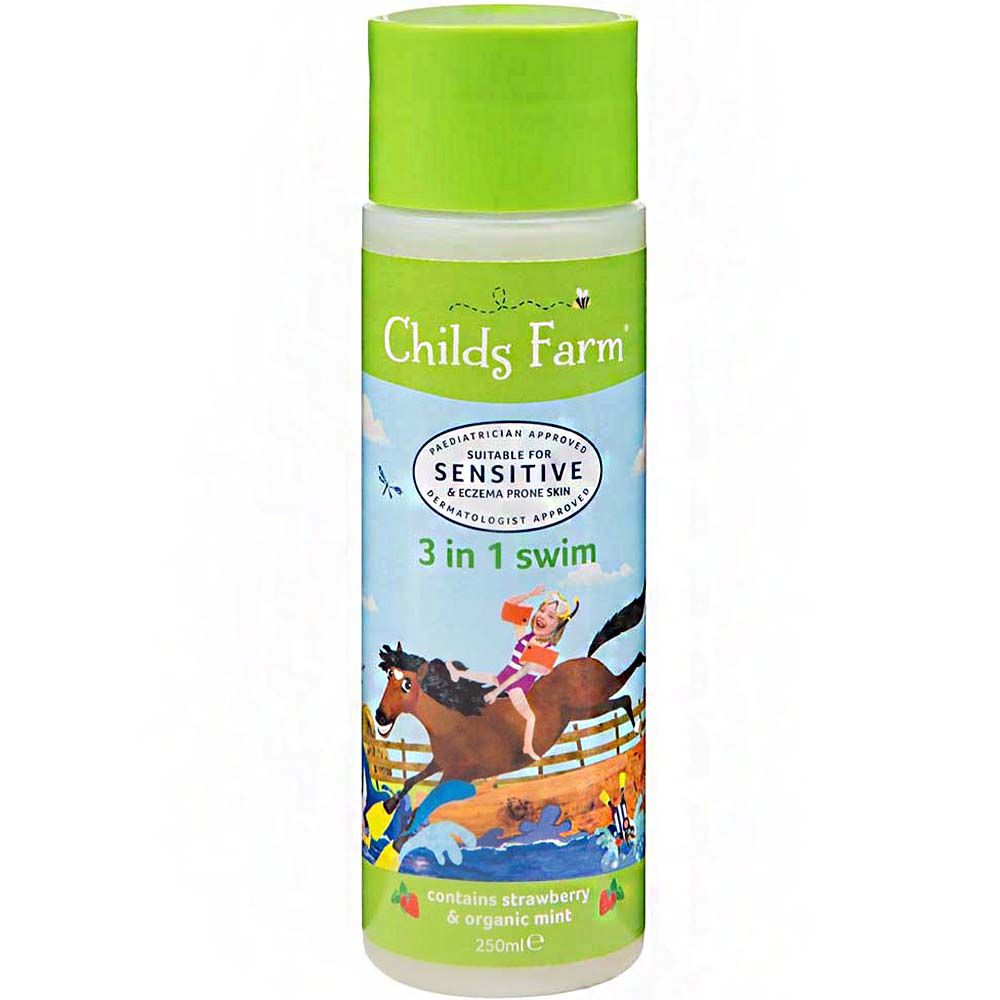 تشايلدس فارم - شامبو السباحة 3في1 - فراولة ونعناع عضوي - 250 مل
